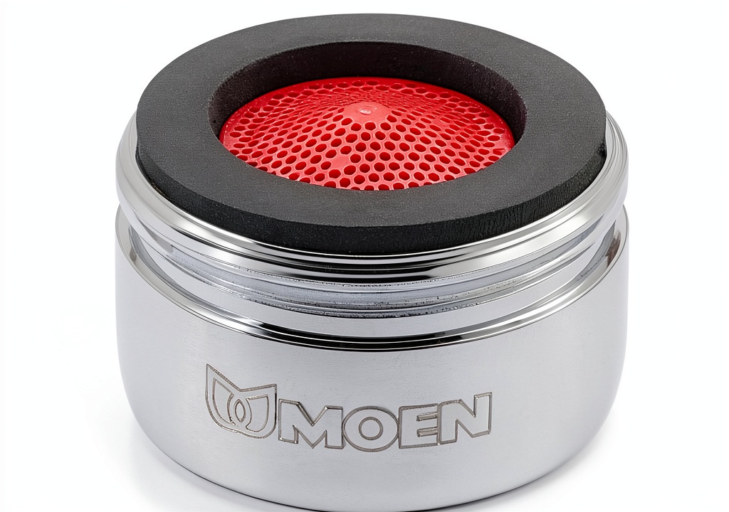 Moen Chrome Aerator installed on a kitchen faucet