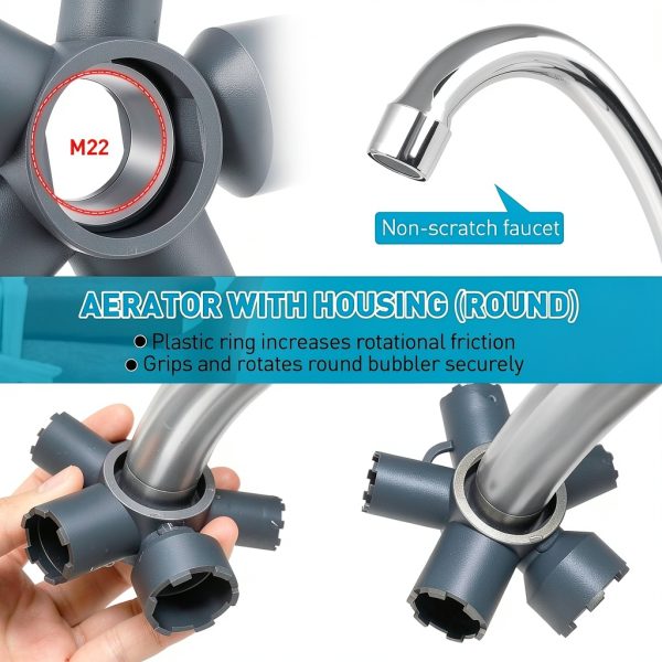 Faucet Aerator Key Enhon 10 in 1 ABS Gray Tool-5