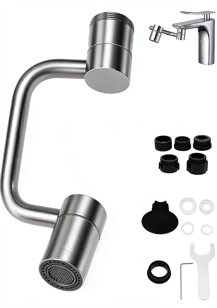 Installing Generic 1440 Rotatable Faucet Aerator Extension Brass White on a kitchen sink