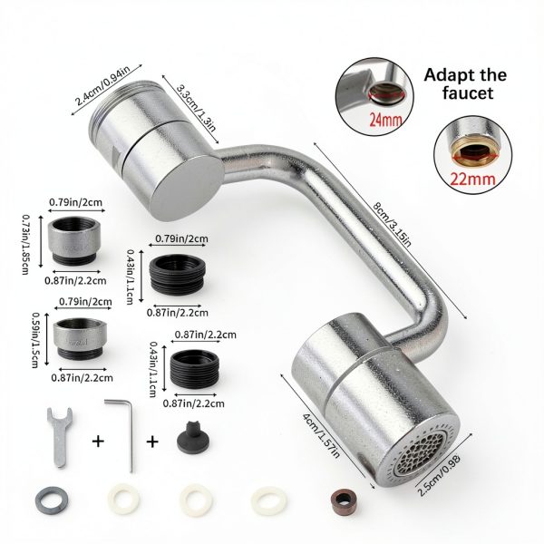 QentAnud Rotatable Faucet Aerator Zinc Dual Spray Modes-2