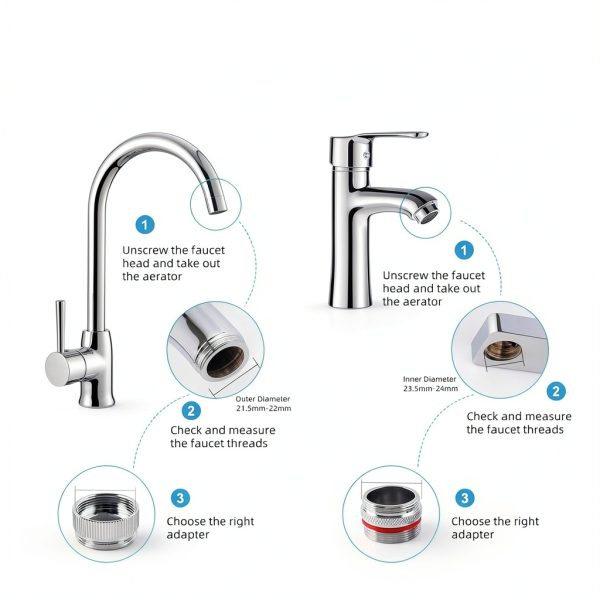 Faucet Adapter iFealClear Brass Chrome for Home-2