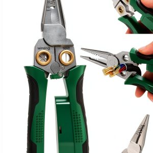 8 in 1 Wire Stripper Lklcot Green Carbon Steel Pliers with Tester-0