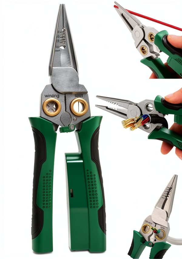 8 in 1 Wire Stripper Lklcot Green Carbon Steel Pliers with Tester-0