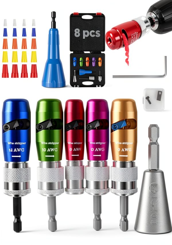Drill Wire Stripper Mriykio 8‑Piece Aluminum Set Length Ergonomic Grip-0