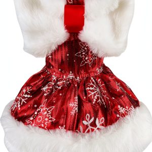 Snowflake Dog Christmas Dress by MuYaoPet Red Snowflake L Dog Dress-0