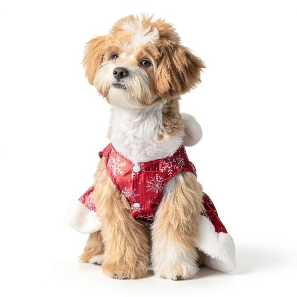 Snowflake Dog Christmas Dress by MuYaoPet Red Snowflake L Dog Dress-4