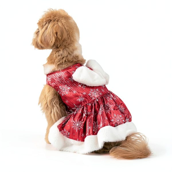 Snowflake Dog Christmas Dress by MuYaoPet Red Snowflake L Dog Dress-3