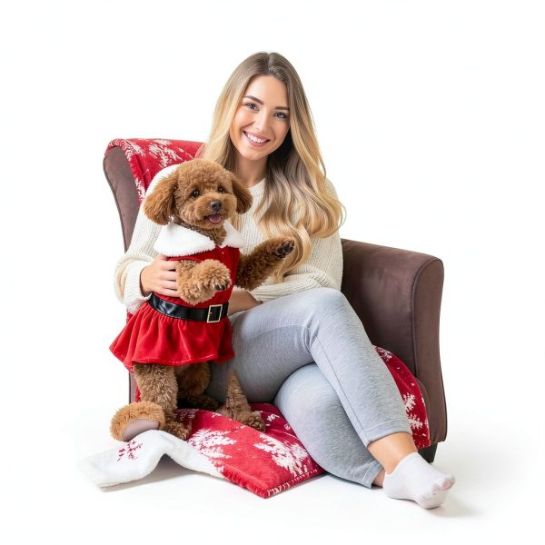 Dog Christmas Dress Set by ChezAbbey – Red Belt & Green Sequin Skirt-4