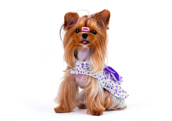 Floral Print Dog Dress by MSNFOASM Satin Bow Pearl Trim Small Size-4