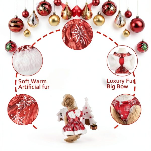 Snowflake Dog Christmas Dress by MuYaoPet Red Snowflake L Dog Dress-1