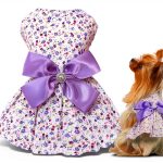 Floral Print Dog Dress by MSNFOASM Satin Bow Pearl Trim Small Size-0