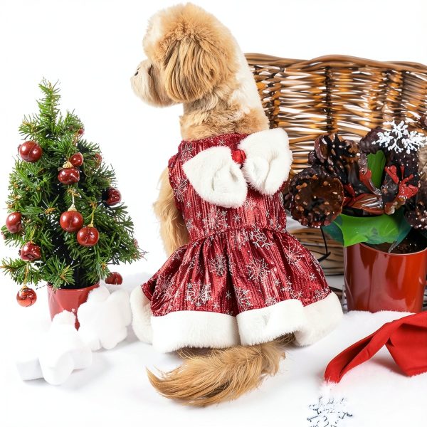Snowflake Dog Christmas Dress by MuYaoPet Red Snowflake L Dog Dress-2