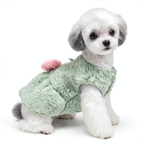 Dog Sweater Dress Jecikelon Warm Clothing with Bow Tie Green Small-1