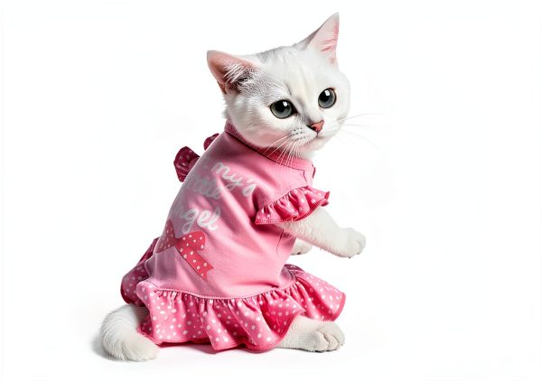 XPUDAC 4 Pack Pet Dog Dress Dog Clothes Girl Puppy Shirt Yorkie Clothes Cute Doggie Dress Pet Apparel for Small Dogs and Cats (Pink Angel, Small(4.5-8lbs))-4