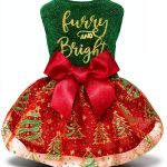 Fitwarm Dog Christmas Outfit Tulle Dress Sparkly Red Green Golden XS-0
