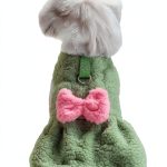 Dog Sweater Dress Jecikelon Warm Clothing with Bow Tie Green Small-0
