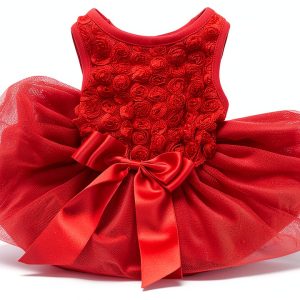 Kirei Sui Rosettes Dog Dress M Red-0