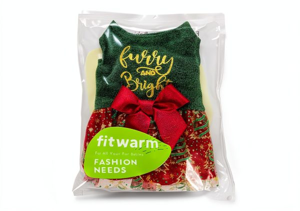 Fitwarm Dog Christmas Outfit Tulle Dress Sparkly Red Green Golden XS-7