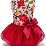 Fitwarm Christmas Flowers Dog Tutu Dress Red Pink Holiday Outfit-0