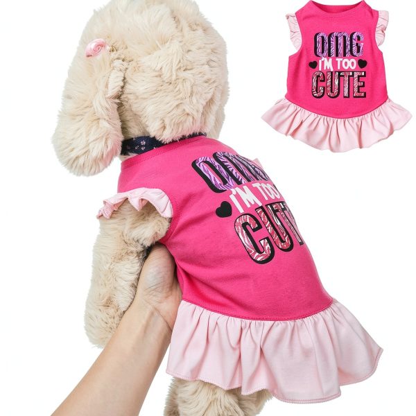 XPUDAC 4 Pack Pet Dog Dress Dog Clothes Girl Puppy Shirt Yorkie Clothes Cute Doggie Dress Pet Apparel for Small Dogs and Cats (Pink Angel, Small(4.5-8lbs))-6