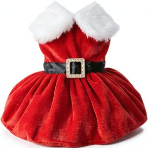 Dog Christmas Costume Qidelong Pet Dress Red Size M-0