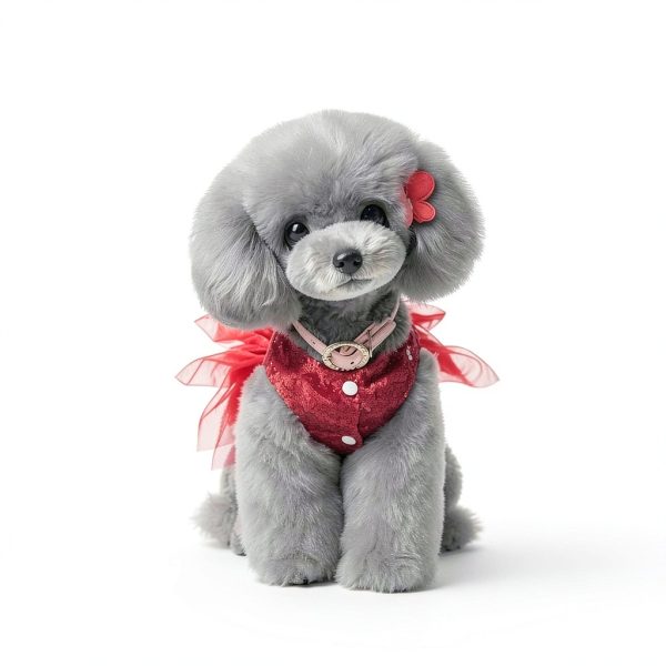 TangPan Dog Dress Beam Waist Christmas Satin Skirt Red Medium-3