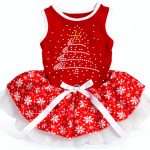 Petitebella Rhinestone Christmas Tree Dog Dress Red Snowflakes X-Large-0