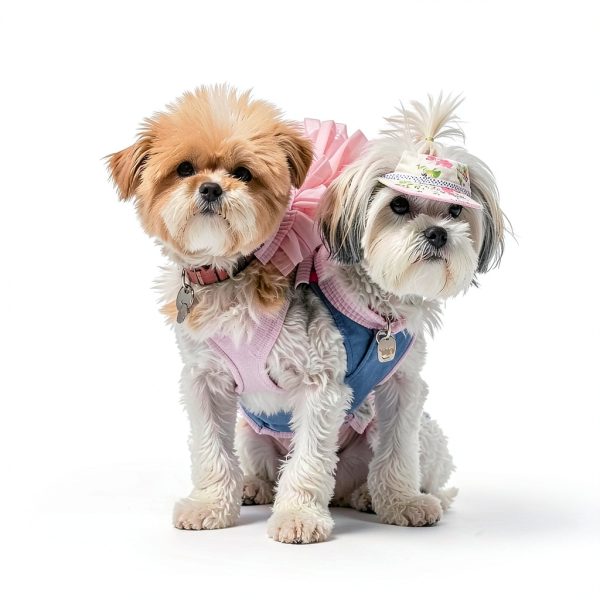 Dog Dresses TAPBULL Fashion Pet Dress Pink Small Striped Mesh Princess-3