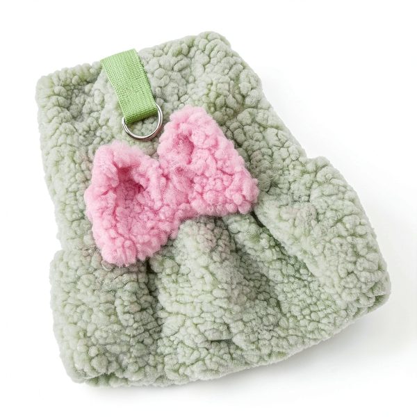 Dog Sweater Dress Jecikelon Warm Clothing with Bow Tie Green Small-6