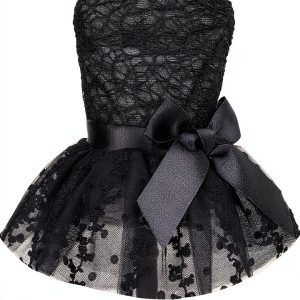 CuteBone Dog Dress Small Puppy Tutu Lotus Pink Embroidered Model DD15M-0