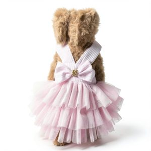 Dog Dresses TAPBULL Fashion Pet Dress Pink Small Striped Mesh Princess-0