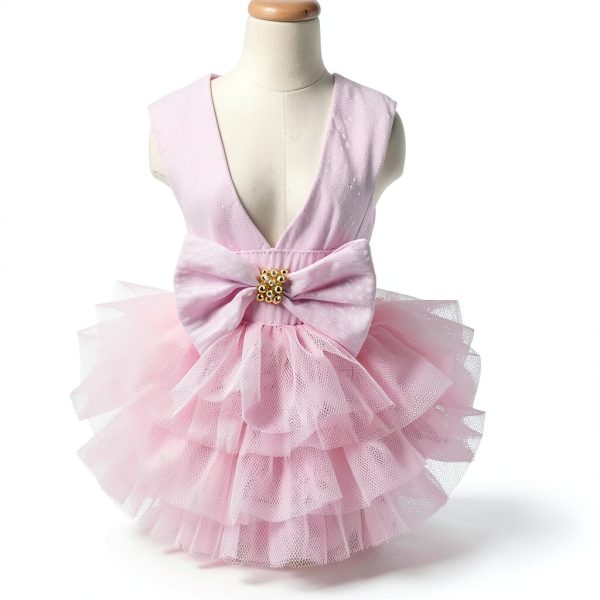 Dog Dresses TAPBULL Fashion Pet Dress Pink Small Striped Mesh Princess-7