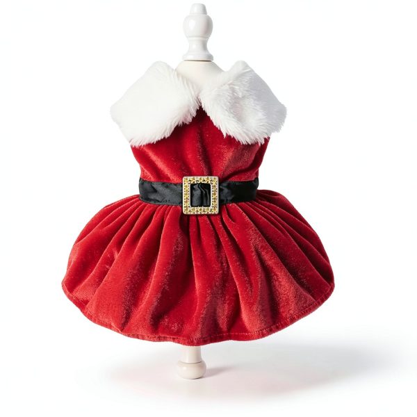 Dog Christmas Costume Qidelong Pet Dress Red Size M-5