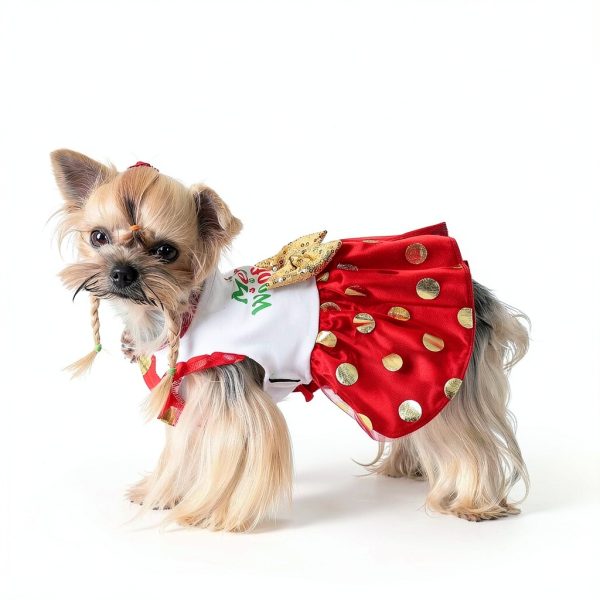 Yikeyo Dog Christmas Outfit Holiday Dress Lightweight Bowtie Red-3