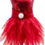 TangPan Dog Dress Beam Waist Christmas Satin Skirt Red Medium-0