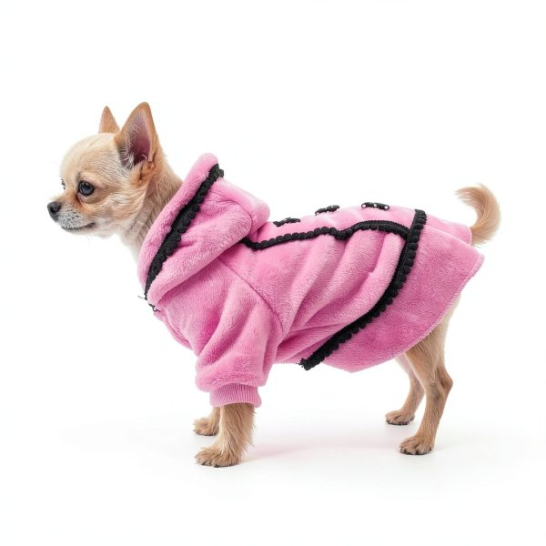 Puppy Sweaters Small Dog Dress Warm Fleece Pink Bowtie Hoodie X-Small-2