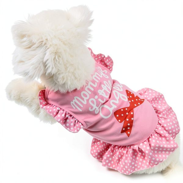 XPUDAC 4 Pack Pet Dog Dress Dog Clothes Girl Puppy Shirt Yorkie Clothes Cute Doggie Dress Pet Apparel for Small Dogs and Cats (Pink Angel, Small(4.5-8lbs))-5