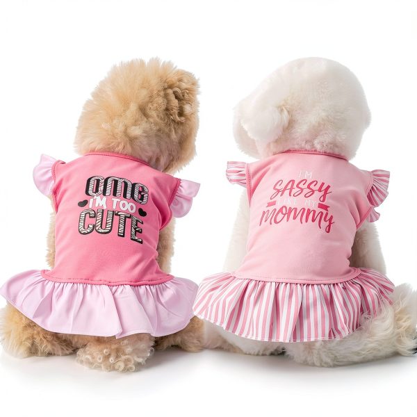XPUDAC 4 Pack Pet Dog Dress Dog Clothes Girl Puppy Shirt Yorkie Clothes Cute Doggie Dress Pet Apparel for Small Dogs and Cats (Pink Angel, Small(4.5-8lbs))-3