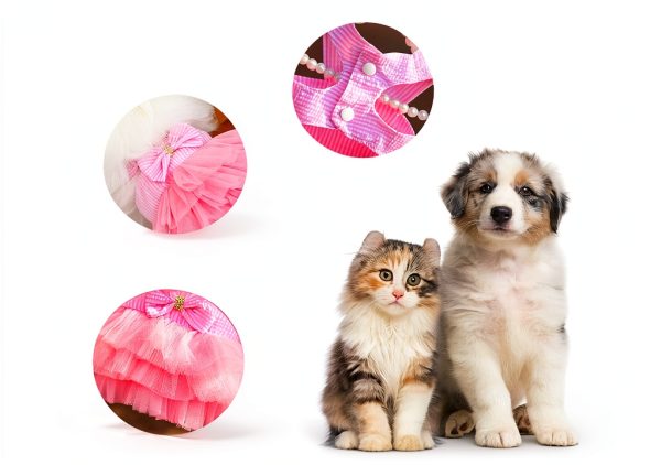 Dog Dresses TAPBULL Fashion Pet Dress Pink Small Striped Mesh Princess-2