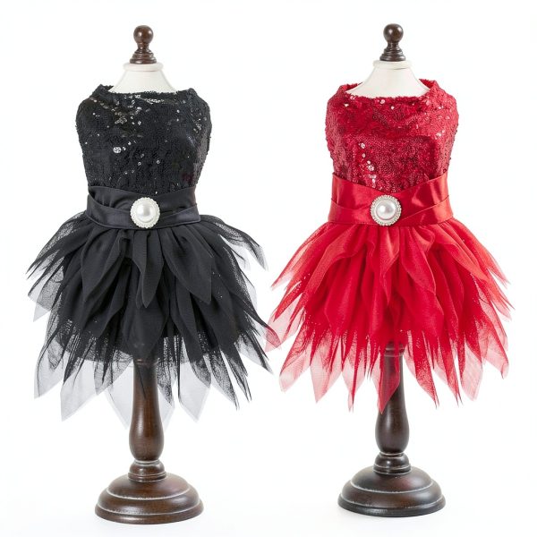 TangPan Dog Dress Beam Waist Christmas Satin Skirt Red Medium-4