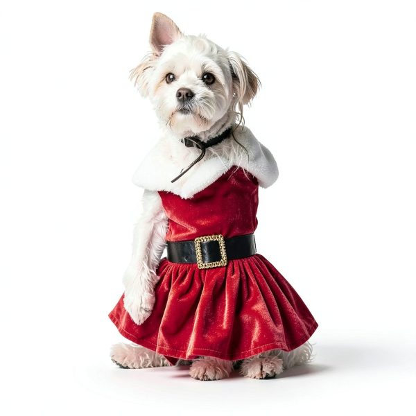 Dog Christmas Costume Qidelong Pet Dress Red Size M-4