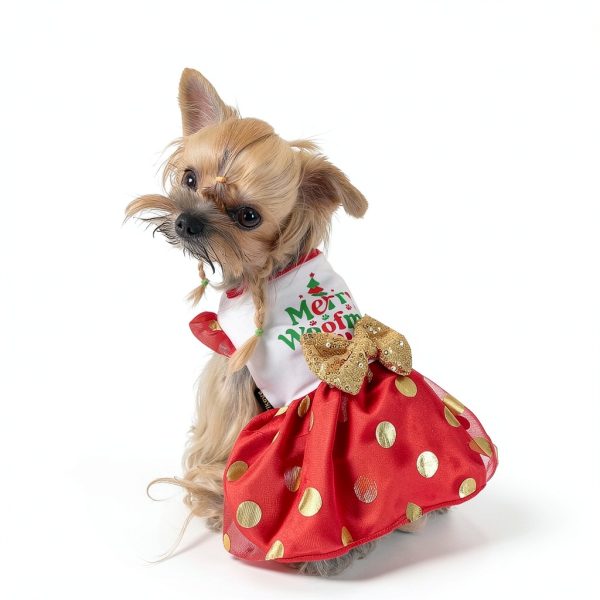 Yikeyo Dog Christmas Outfit Holiday Dress Lightweight Bowtie Red-1